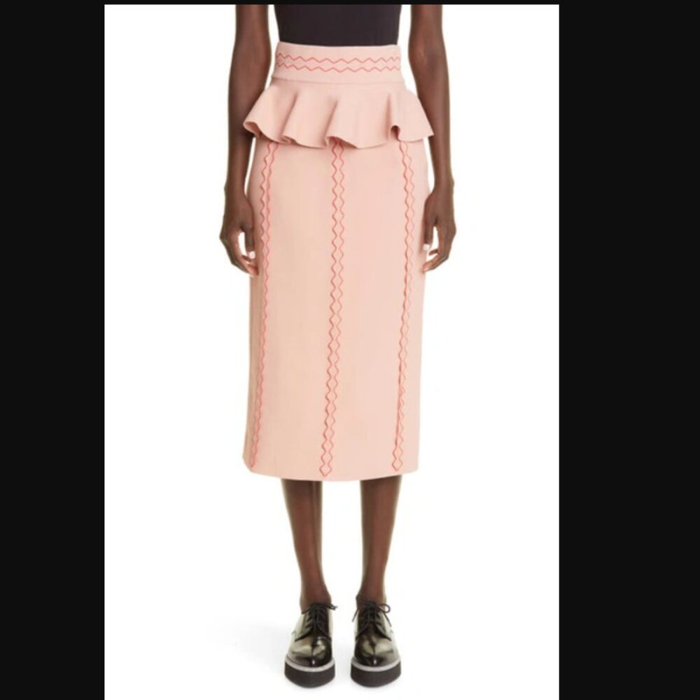 Alexander McQueen Peplum Knit Jacquard Pencil Skirt NWOT XS